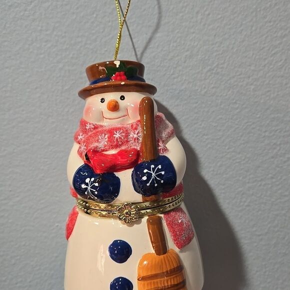 Mr. CHRISTMAS Snowman trinket jewelry  box ornament music box Deck The Halls - Picture 1 of 8